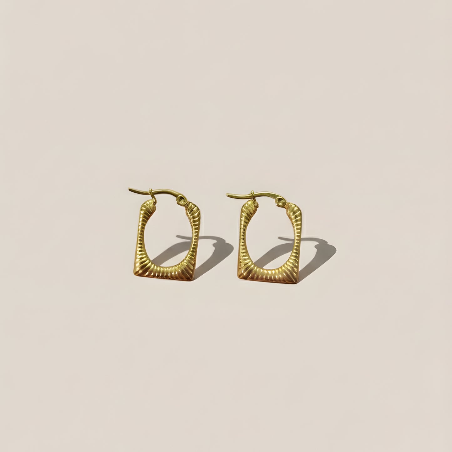 Gold plated square hoop earrings