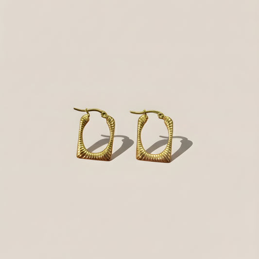 Gold plated square hoop earrings
