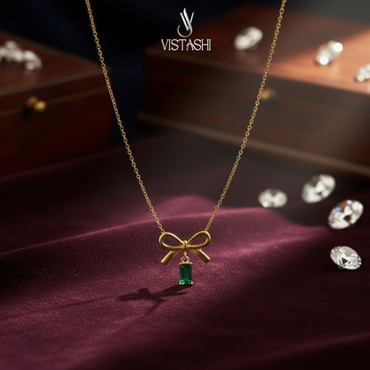 Gold plated anti tarnish bow pendant