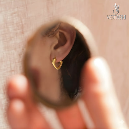 Gold plated heart themed hoop earrings