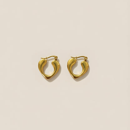 Gold plated heart themed hoop earrings