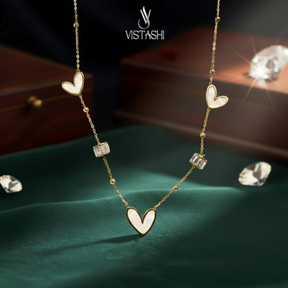 Gold plated anti tarnish white heart pendant