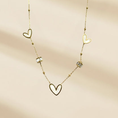 Gold plated anti tarnish white heart pendant