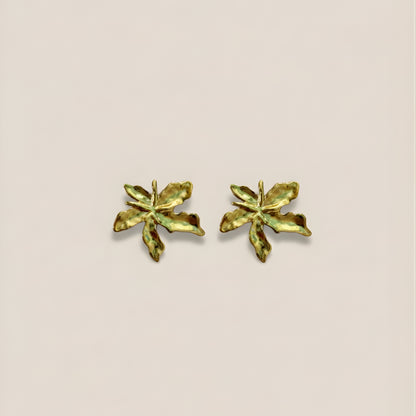 Gold plated leave themed earrings