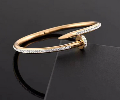Gold Plated anti-tarnish AD Studded Nail Bracelet