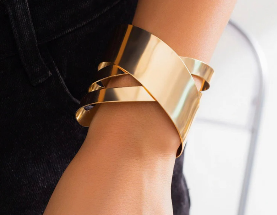 Gold Plated Bangle-Style Cuff Bracelet