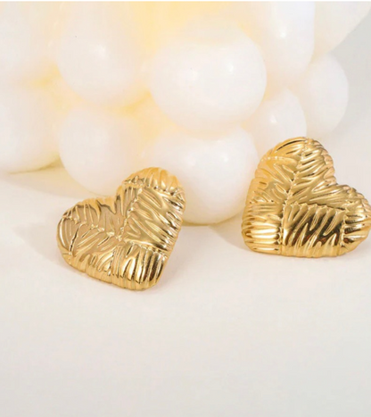 Gold plated anti tarnish heart themed earrings