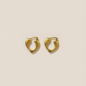 Gold plated heart themed hoop earrings