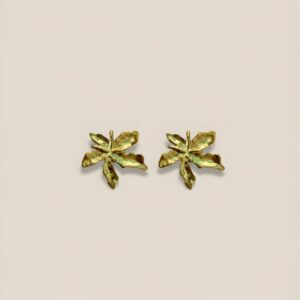 Gold plated leave themed earrings