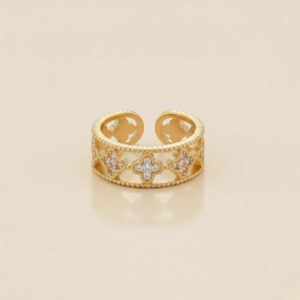 Gold Plated anti-tarnish AD Adjustable Finger Ring