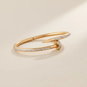 Gold Plated anti-tarnish AD Studded Nail Bracelet