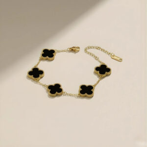 Gold Plated anti-tarnish Black Clover Bracelet