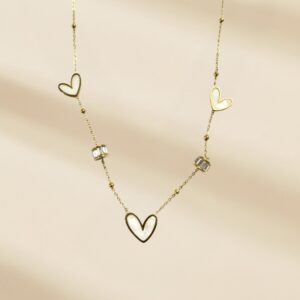 Gold plated anti tarnish white heart pendant