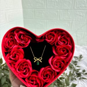 Green stone bow pendant gift