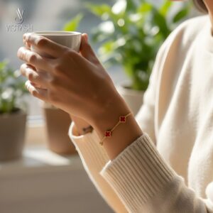 Gold plated anti tarnish red clove bracelet