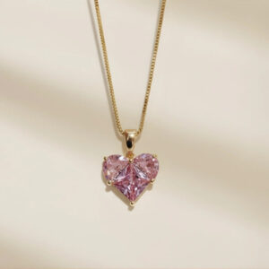 Gold Plated anti-tarnish Pink Heart Themed Pendant