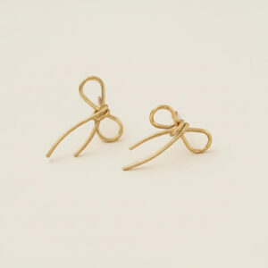 Gold plated anti tarnish simple bow themed earrings